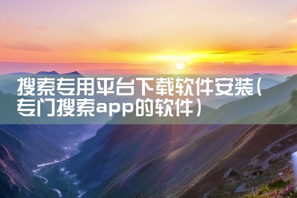 搜索专用平台下载软件安装
